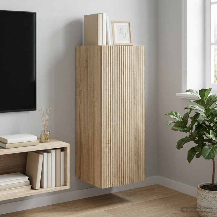 Vægmonteret skab 33 x 34,5 x 90 cm Konstrueret træ Sonoma-eg