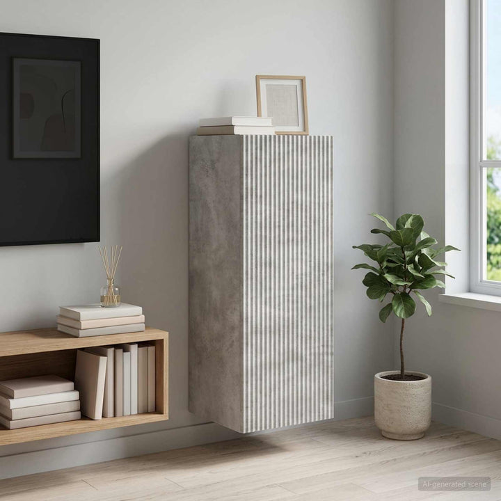 Vægmonteret skab 33 x 34,5 x 90 cm Konstrueret træ Betongrå