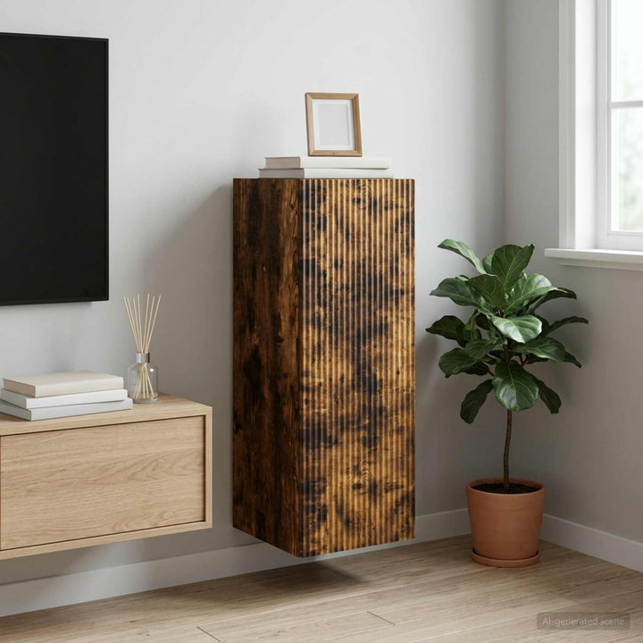 Vægmonteret skab 33 x 34,5 x 90 cm Konstrueret træ Røget eg