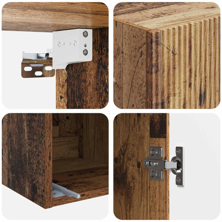 Vægmonteret skab Gammelt træ 33 x 34,5 x 90 cm Konstrueret træ