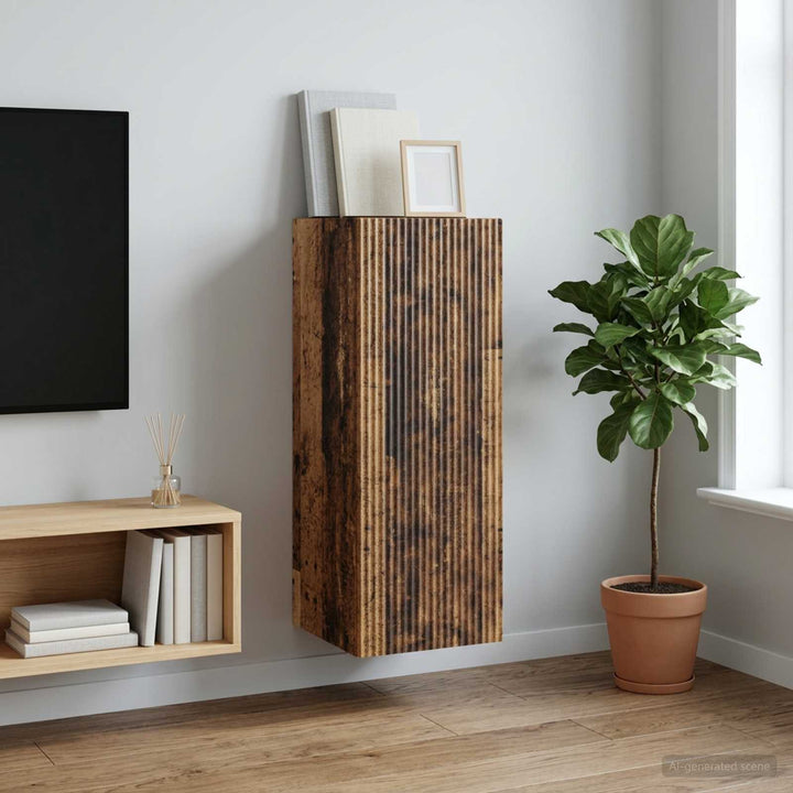 Vægmonteret skab Gammelt træ 33 x 34,5 x 90 cm Konstrueret træ