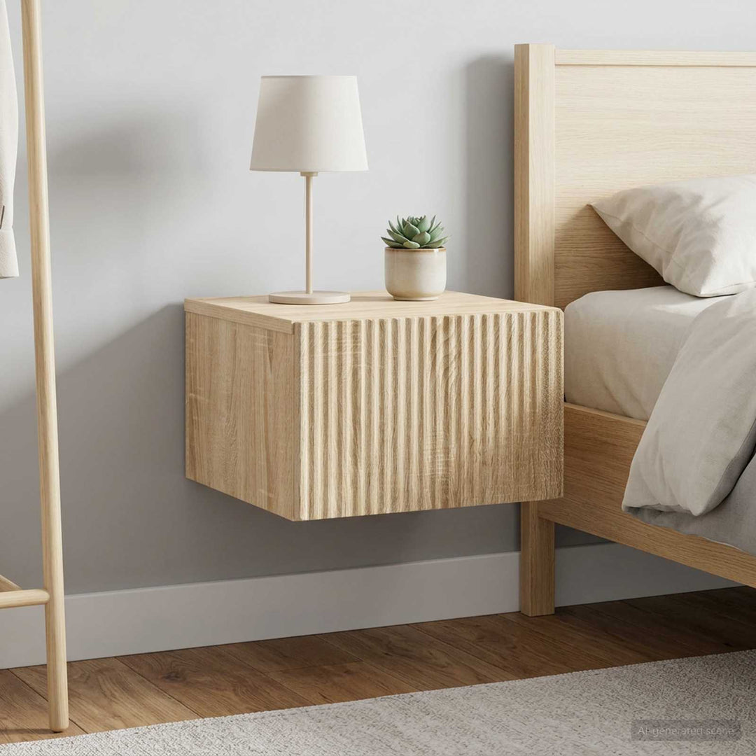 Væghængt Natbord med skuffe 2 pcs Sonoma-eg 33 x 34,5 x 20 cm