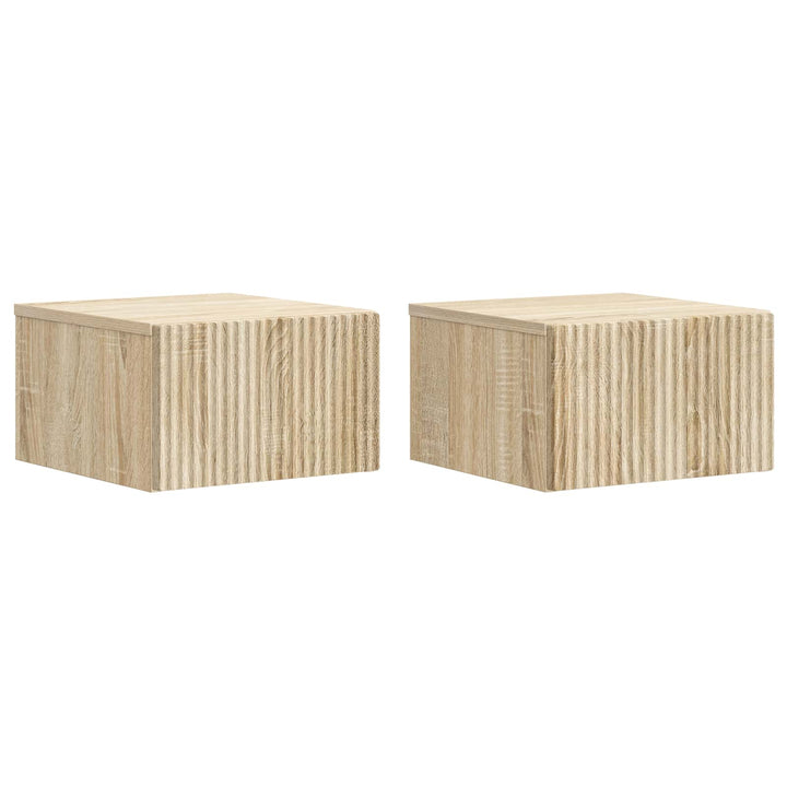 Væghængt Natbord med skuffe 2 pcs Sonoma-eg 33 x 34,5 x 20 cm