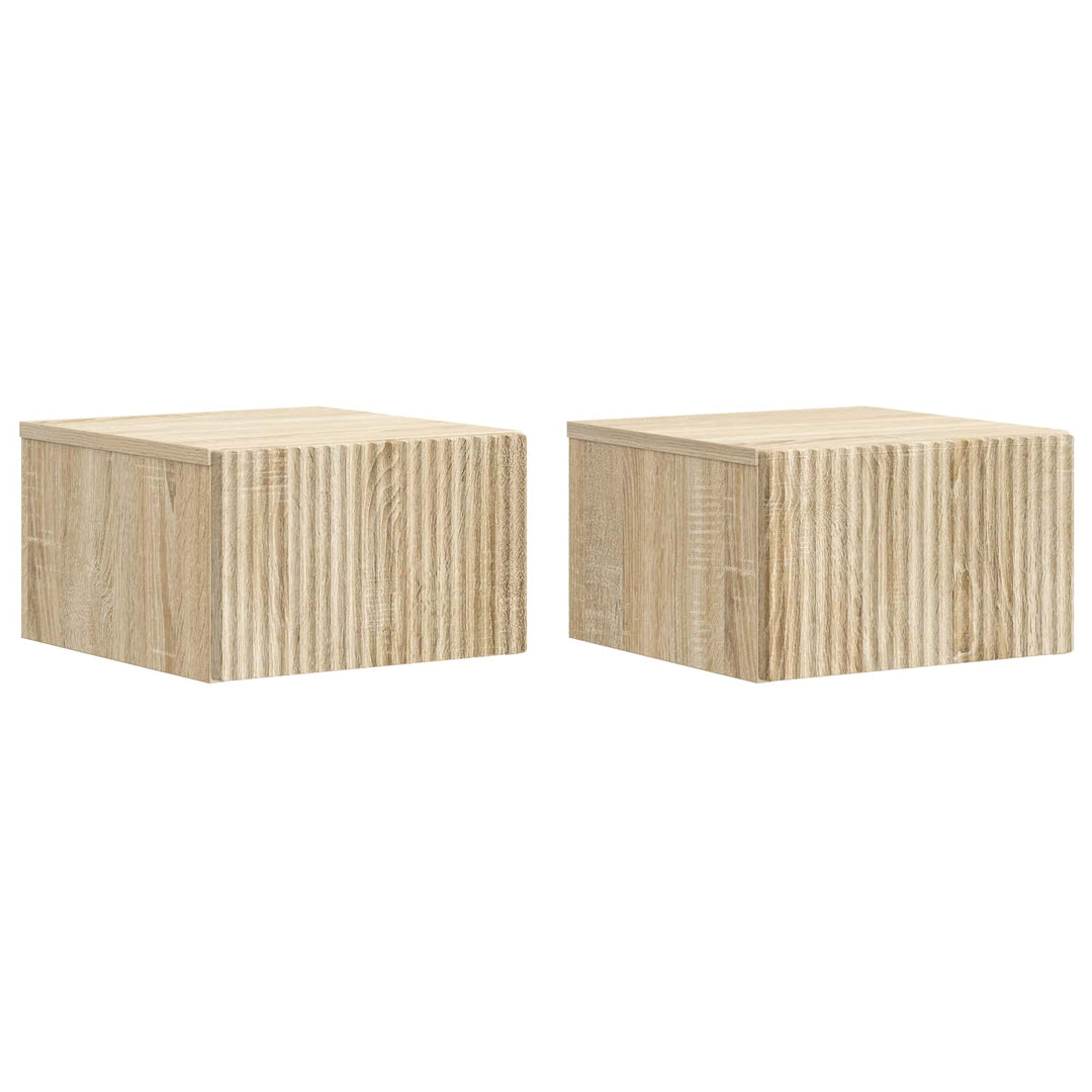 Væghængt Natbord med skuffe 2 pcs Sonoma-eg 33 x 34,5 x 20 cm