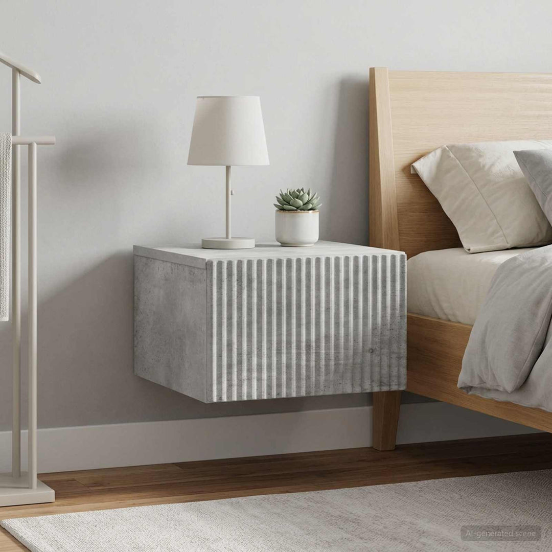 Væghængt Natbord med skuffe 2 pcs Betongrå 33 x 34,5 x 20 cm