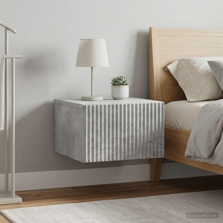 Væghængt Natbord med skuffe 2 pcs Betongrå 33 x 34,5 x 20 cm