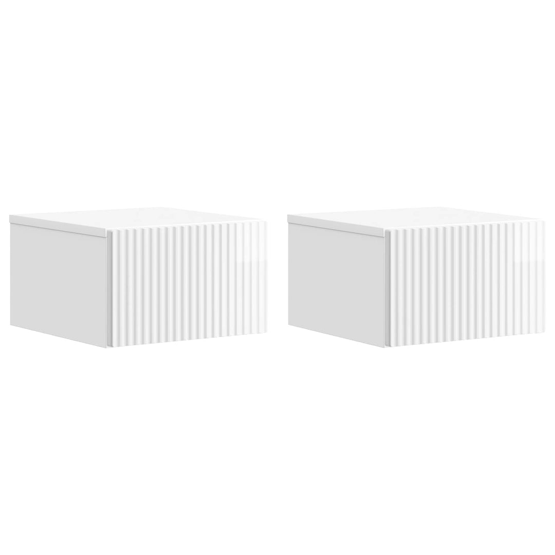 Væghængt Natbord 2 pcs Hvid højglans 33 x 34,5 x 20 cm