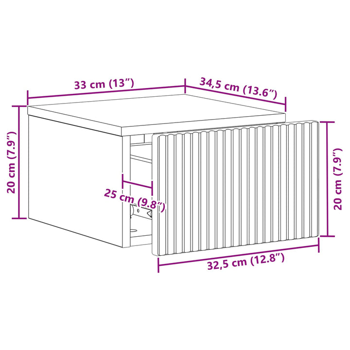 Væghængt Natbord 2 pcs Hvid højglans 33 x 34,5 x 20 cm