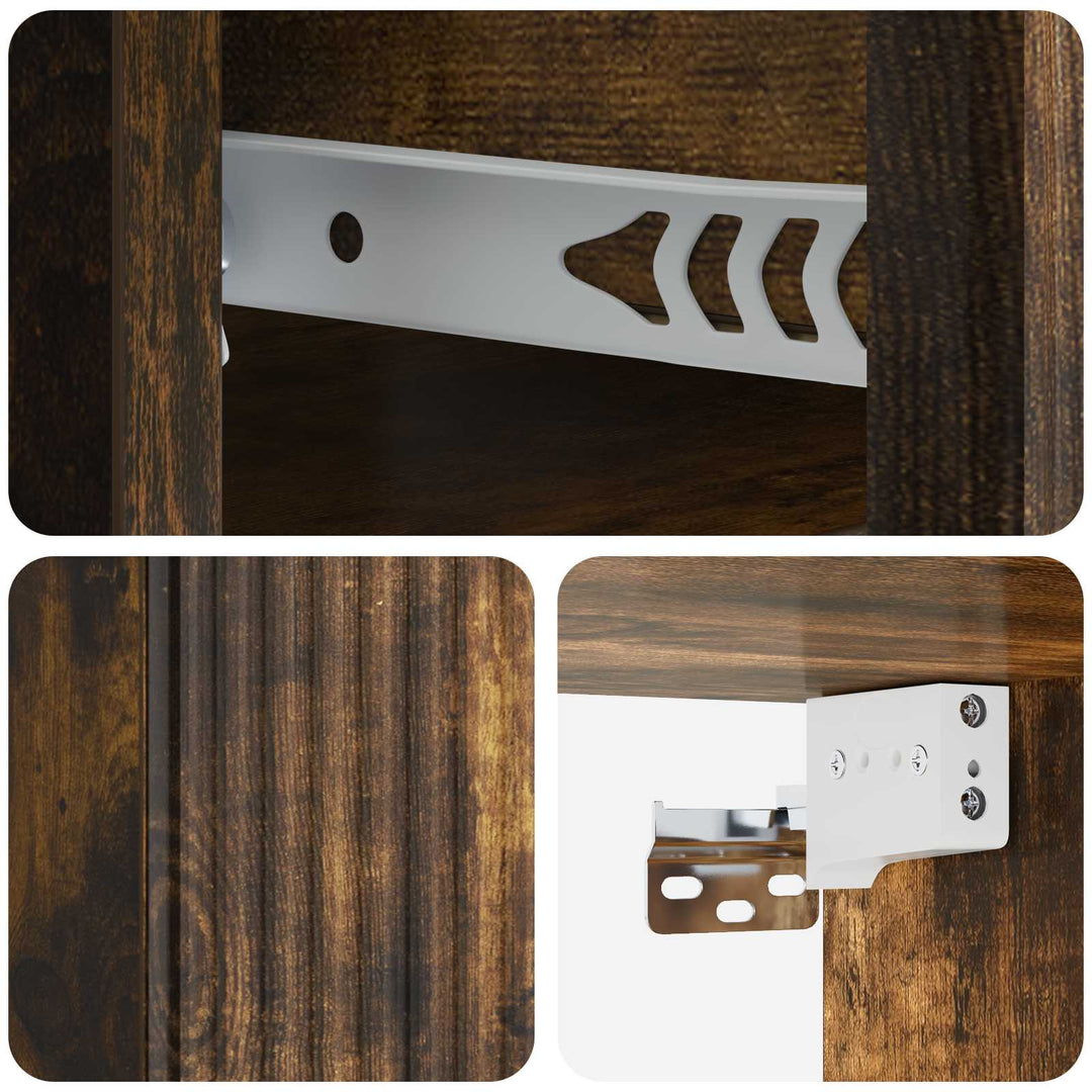 Væghængt Natbord med skuffe 2 pcs Røget eg 33 x 34,5 x 20 cm