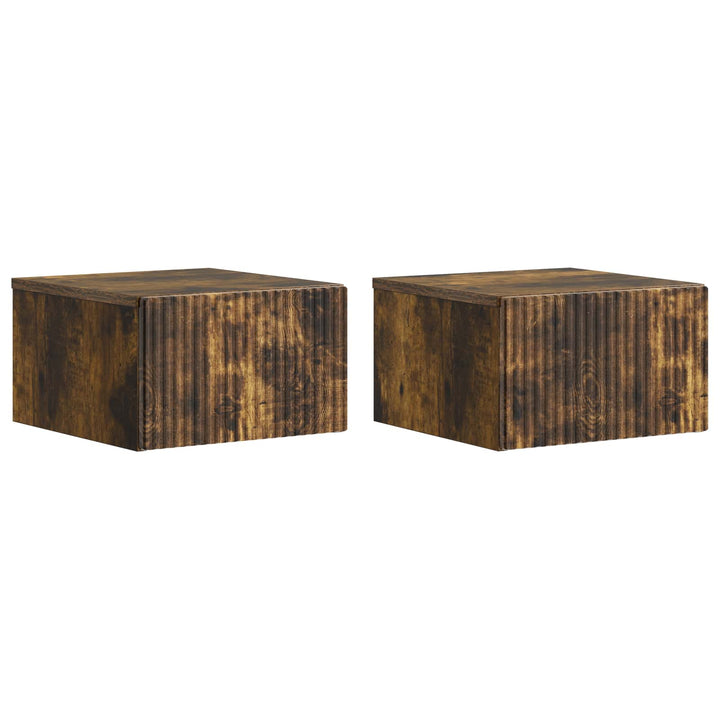 Væghængt Natbord med skuffe 2 pcs Røget eg 33 x 34,5 x 20 cm