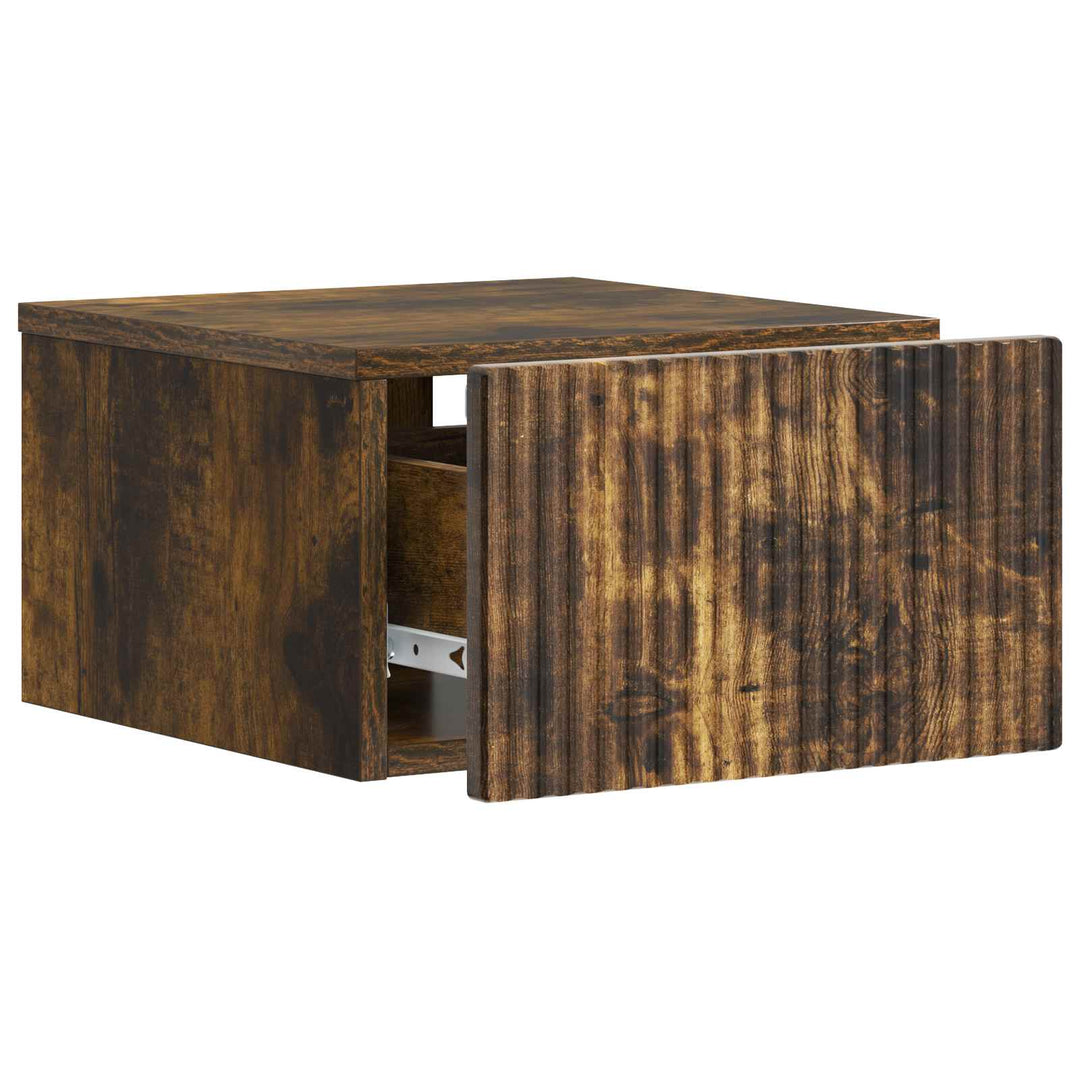 Væghængt Natbord med skuffe 2 pcs Røget eg 33 x 34,5 x 20 cm