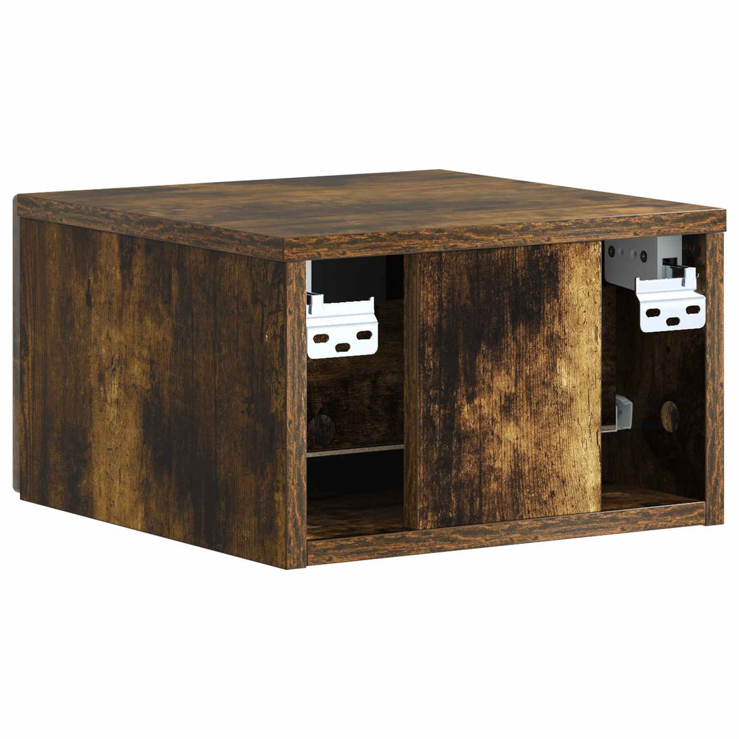 Væghængt Natbord med skuffe 2 pcs Røget eg 33 x 34,5 x 20 cm