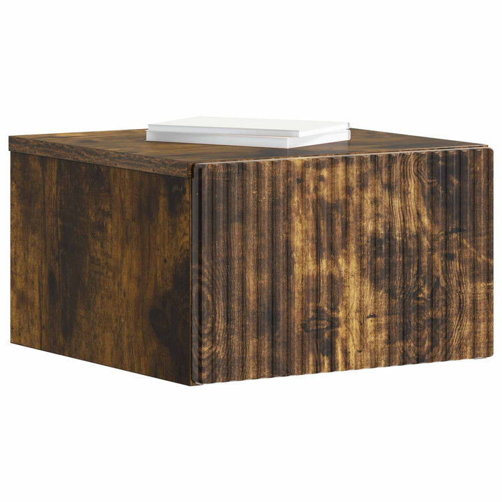 Væghængt Natbord med skuffe 2 pcs Røget eg 33 x 34,5 x 20 cm