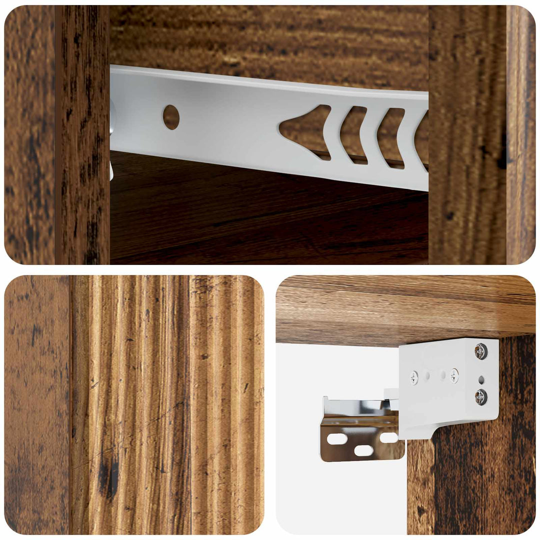 Væghængt Natbord med skuffe 2 pcs Gammelt træ 33 x 34,5 x 20 cm