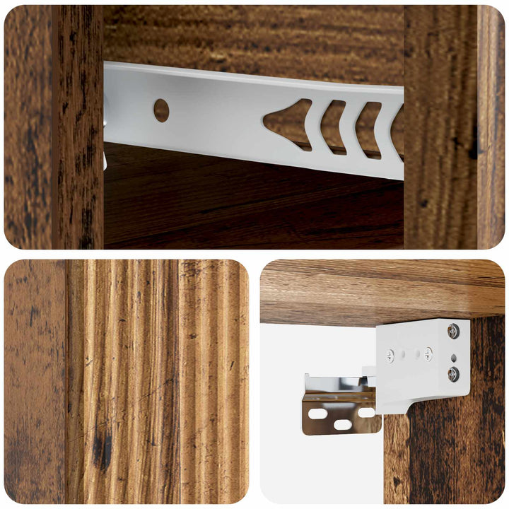 Væghængt Natbord med skuffe 2 pcs Gammelt træ 33 x 34,5 x 20 cm