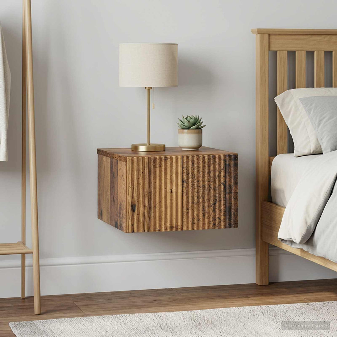 Væghængt Natbord med skuffe 2 pcs Gammelt træ 33 x 34,5 x 20 cm