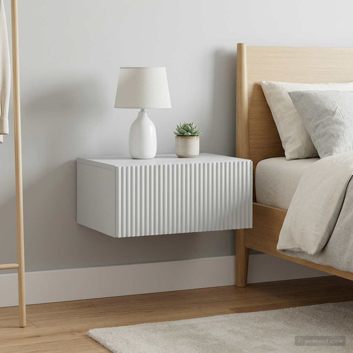 Væghængt Natbord 2 pcs Hvid 49 x 34,5 x 20 cm Konstrueret træ