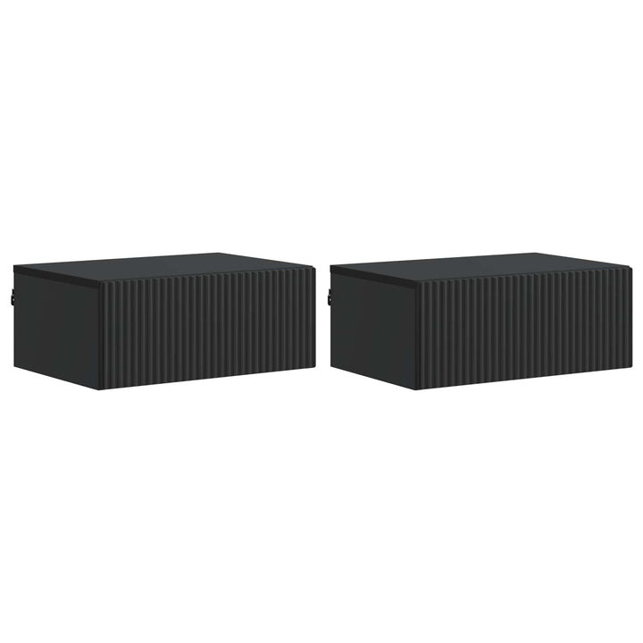 Væghængt Natbord 2 pcs Sort 49 x 34,5 x 20 cm Konstrueret træ