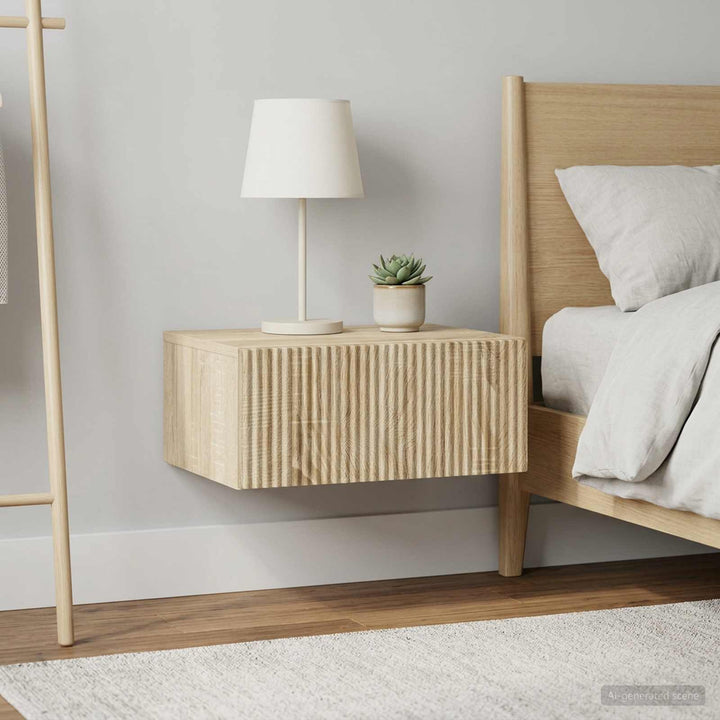 Væghængt Natbord med skuffe 2 pcs Sonoma-eg 49 x 34,5 x 20 cm