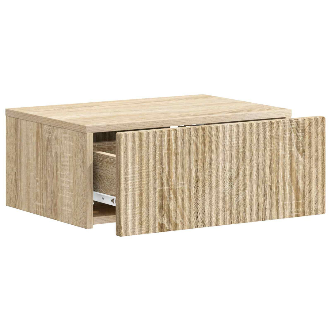 Væghængt Natbord med skuffe 2 pcs Sonoma-eg 49 x 34,5 x 20 cm