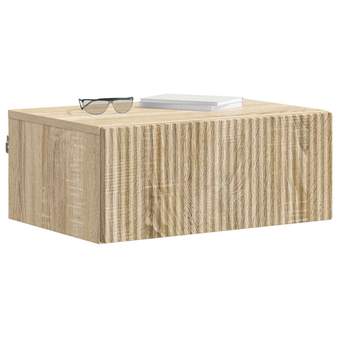 Væghængt Natbord med skuffe 2 pcs Sonoma-eg 49 x 34,5 x 20 cm