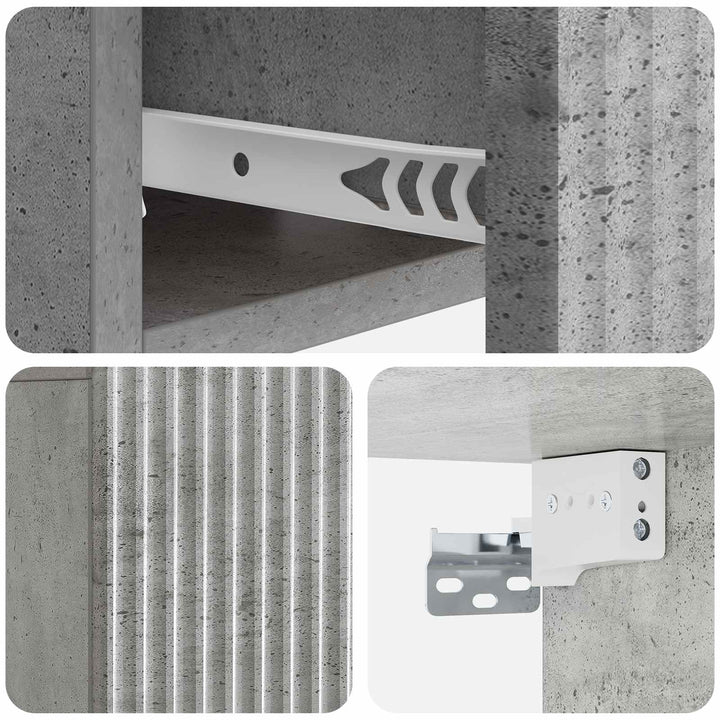 Væghængt Natbord Betongrå 49 x 34,5 x 20 cm Konstrueret træ