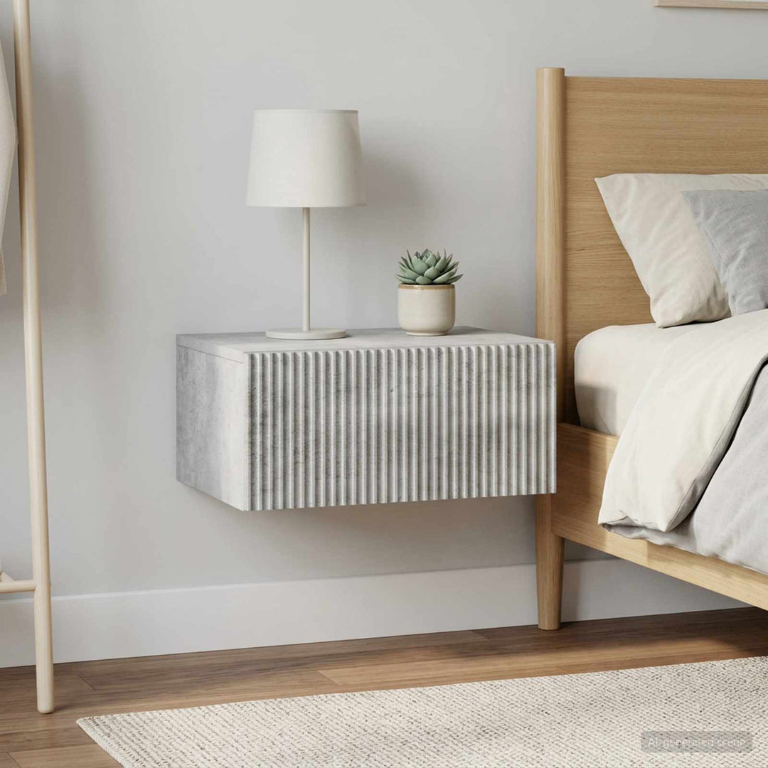 Væghængt Natbord med skuffe 2 pcs Betongrå 49 x 34,5 x 20 cm