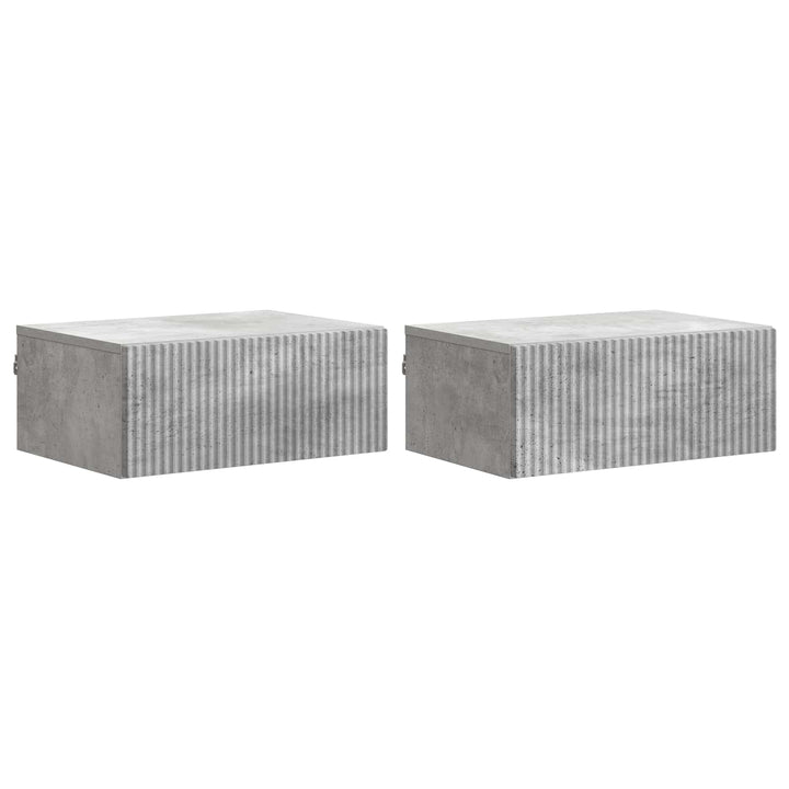 Væghængt Natbord med skuffe 2 pcs Betongrå 49 x 34,5 x 20 cm