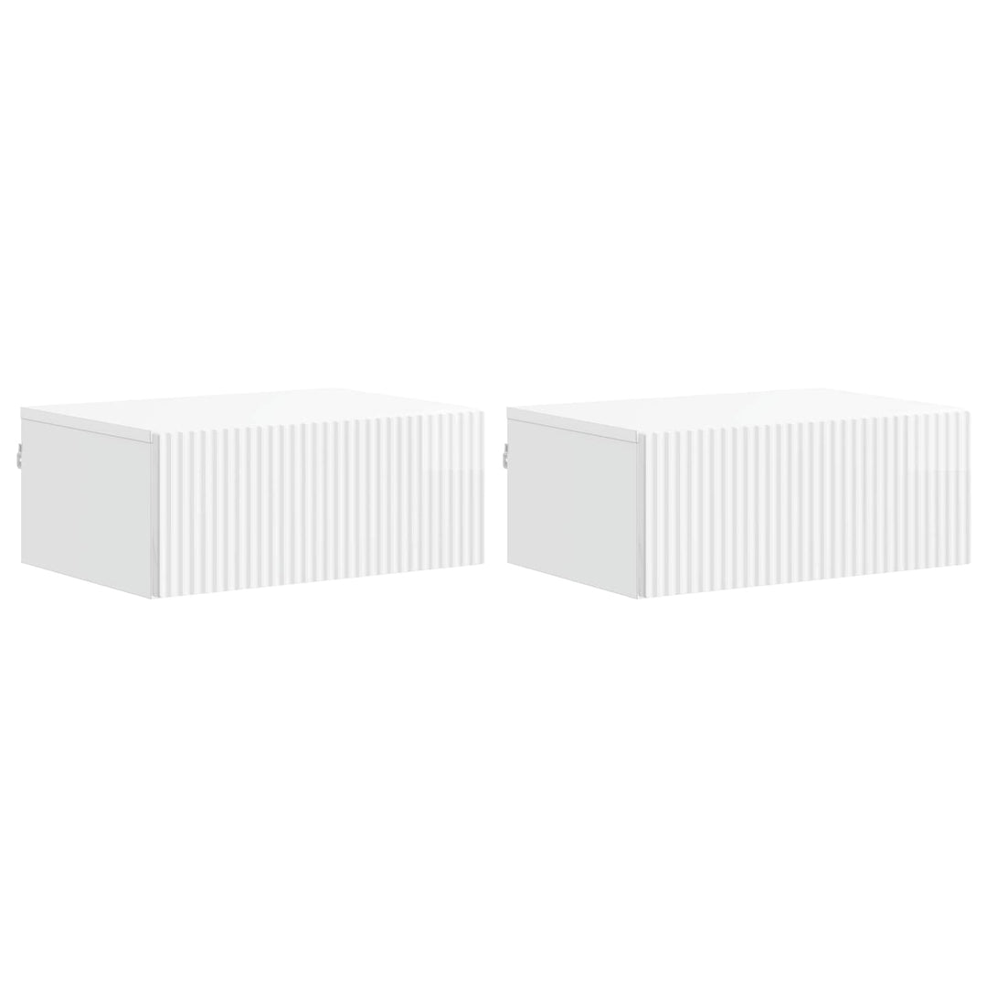 Væghængt Natbord 2 pcs Hvid højglans 49 x 34,5 x 20 cm