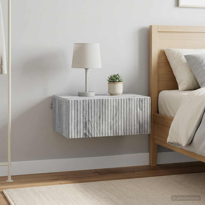 Væghængt Natbord 2 pcs Grå sonoma-eg 49 x 34,5 x 20 cm