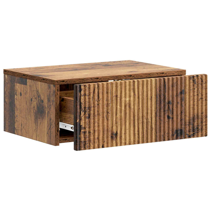 Væghængt Natbord med skuffe 2 pcs Gammelt træ 49 x 34,5 x 20 cm