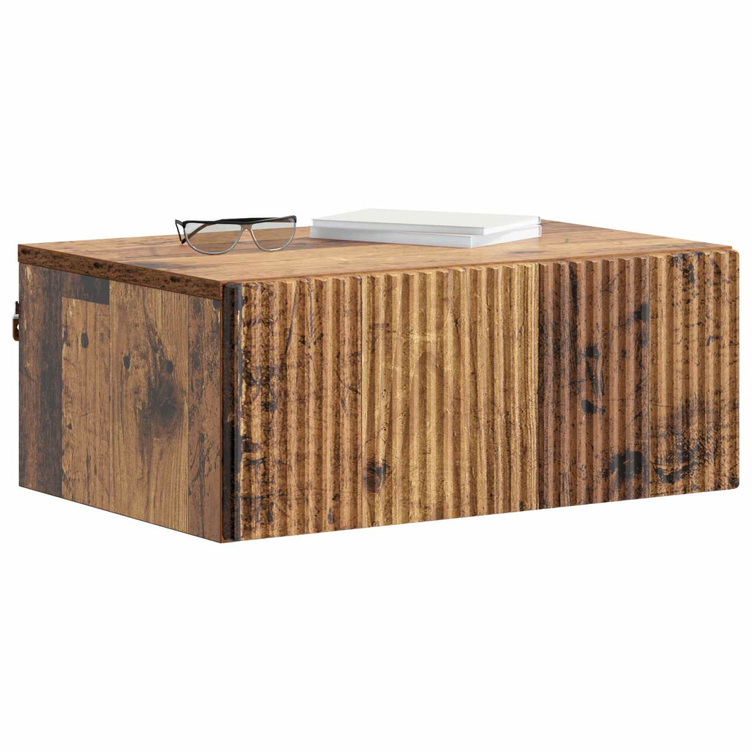 Væghængt Natbord med skuffe 2 pcs Gammelt træ 49 x 34,5 x 20 cm