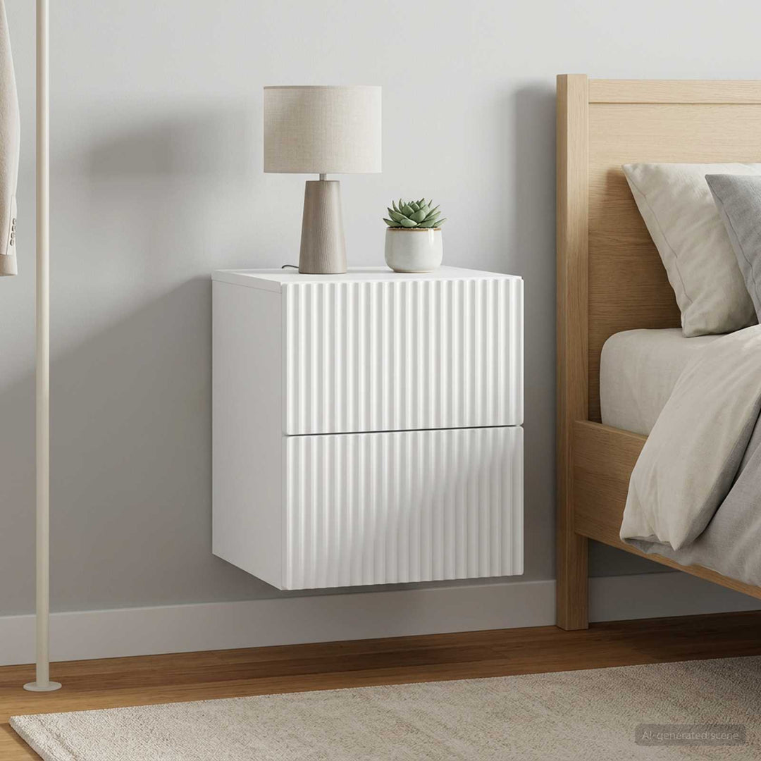 Væghængt Natbord 2 pcs Hvid 33 x 34,5 x 40 cm Konstrueret træ