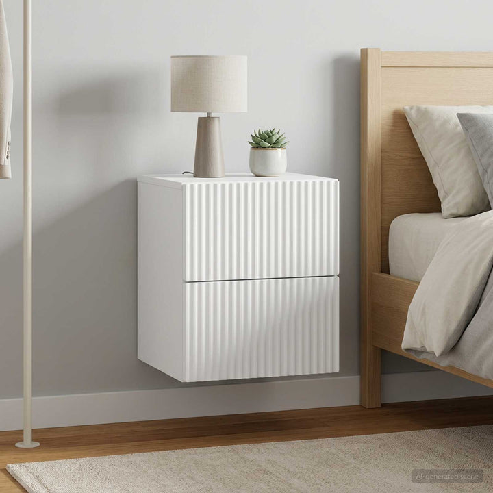 Væghængt Natbord 2 pcs Hvid 33 x 34,5 x 40 cm Konstrueret træ