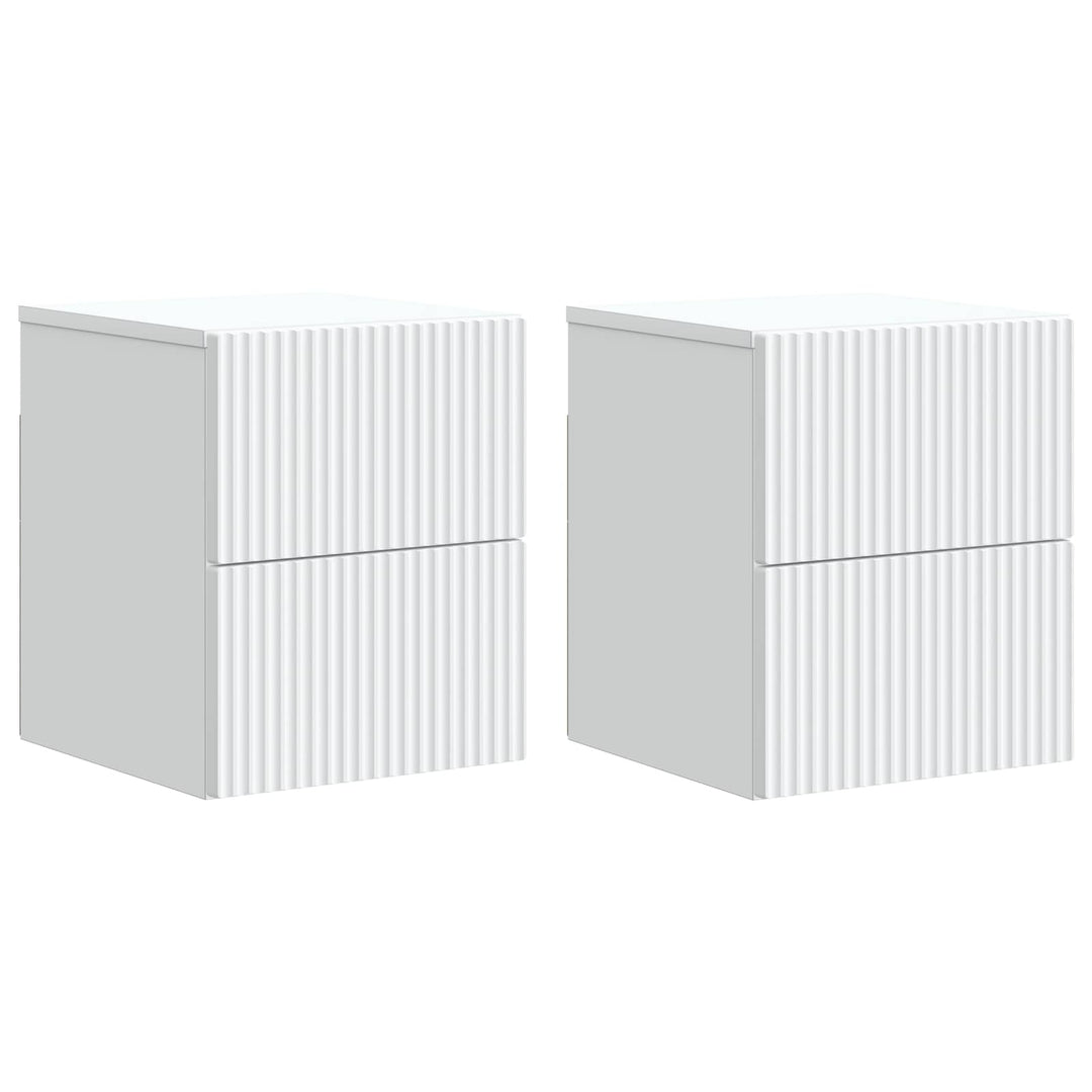 Væghængt Natbord 2 pcs Hvid 33 x 34,5 x 40 cm Konstrueret træ