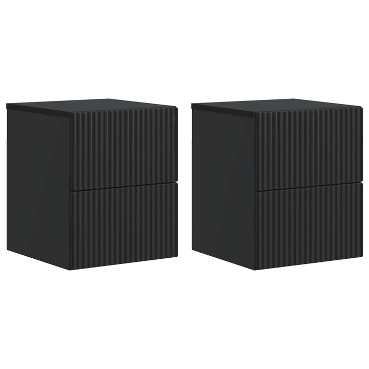 Væghængt Natbord 2 pcs Sort 33 x 34,5 x 40 cm Konstrueret træ