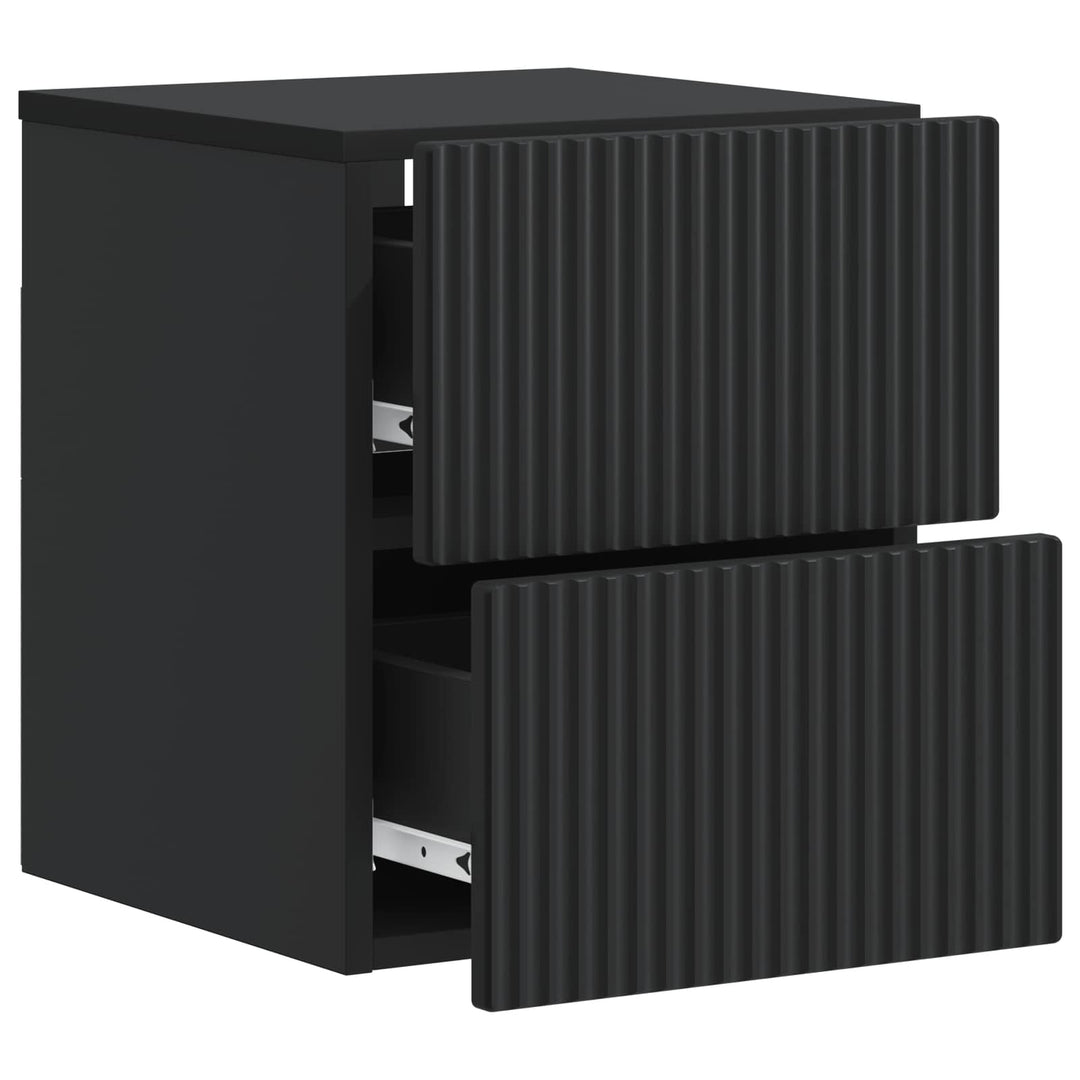 Væghængt Natbord 2 pcs Sort 33 x 34,5 x 40 cm Konstrueret træ