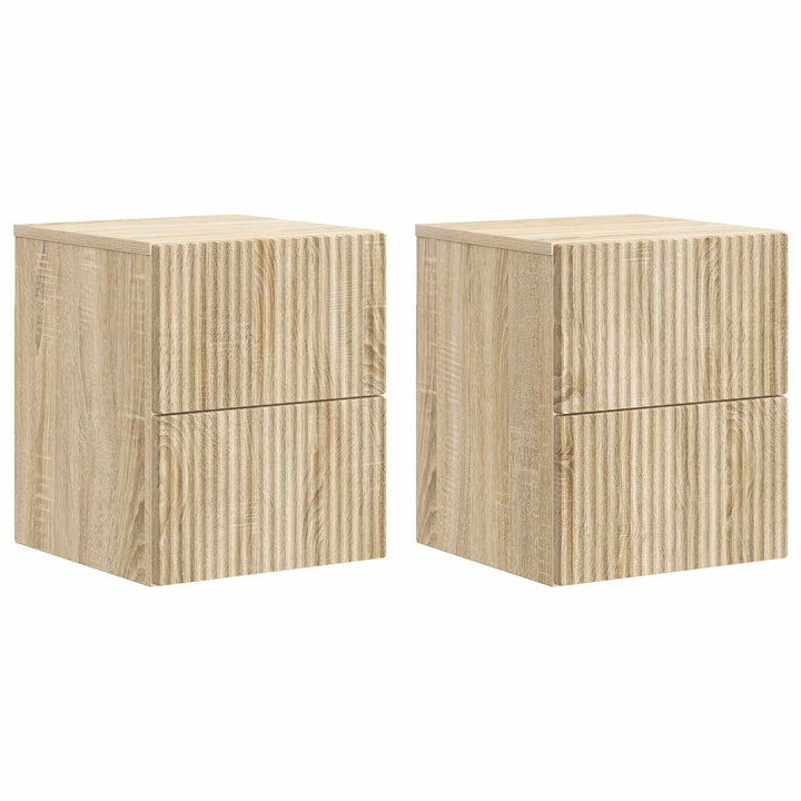 Væghængt Natbord med skuffe 2 pcs Sonoma-eg 33 x 34,5 x 40 cm
