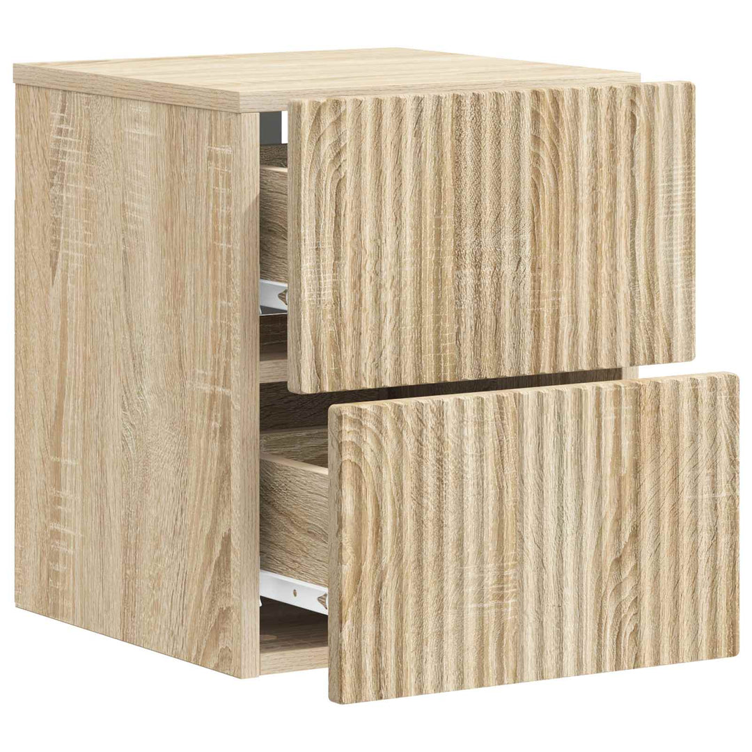 Væghængt Natbord med skuffe 2 pcs Sonoma-eg 33 x 34,5 x 40 cm