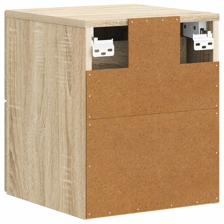 Væghængt Natbord med skuffe 2 pcs Sonoma-eg 33 x 34,5 x 40 cm
