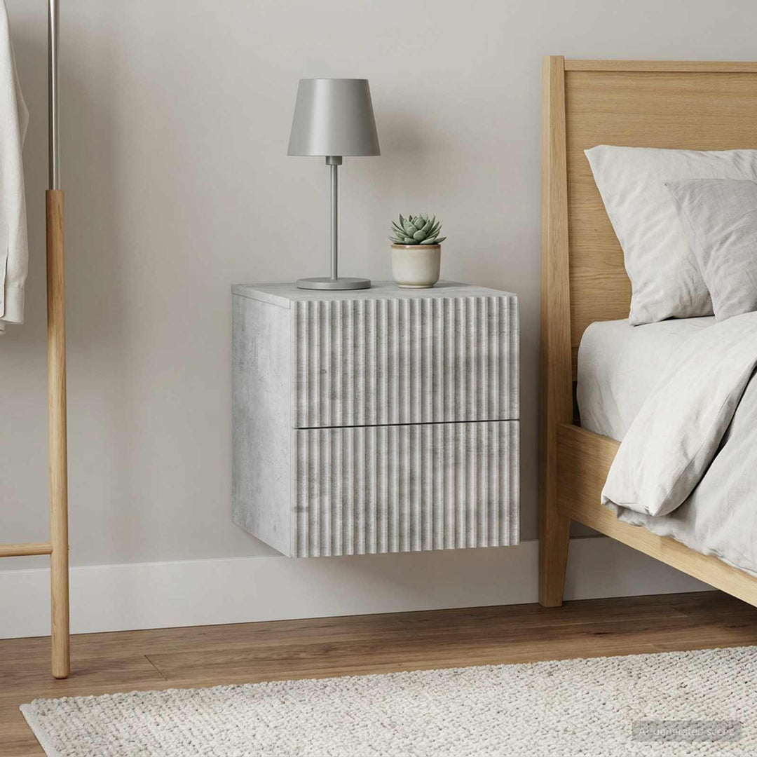 Væghængt Natbord med skuffe 2 pcs Betongrå 33 x 34,5 x 40 cm