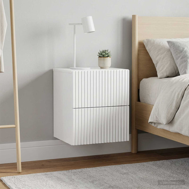 Væghængt Natbord 2 pcs Hvid højglans 33 x 34,5 x 40 cm