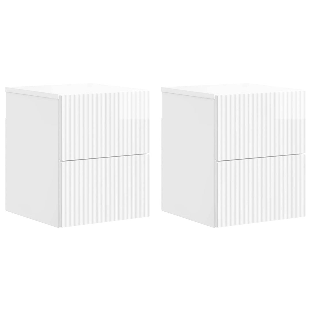 Væghængt Natbord 2 pcs Hvid højglans 33 x 34,5 x 40 cm