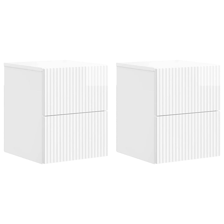 Væghængt Natbord 2 pcs Hvid højglans 33 x 34,5 x 40 cm