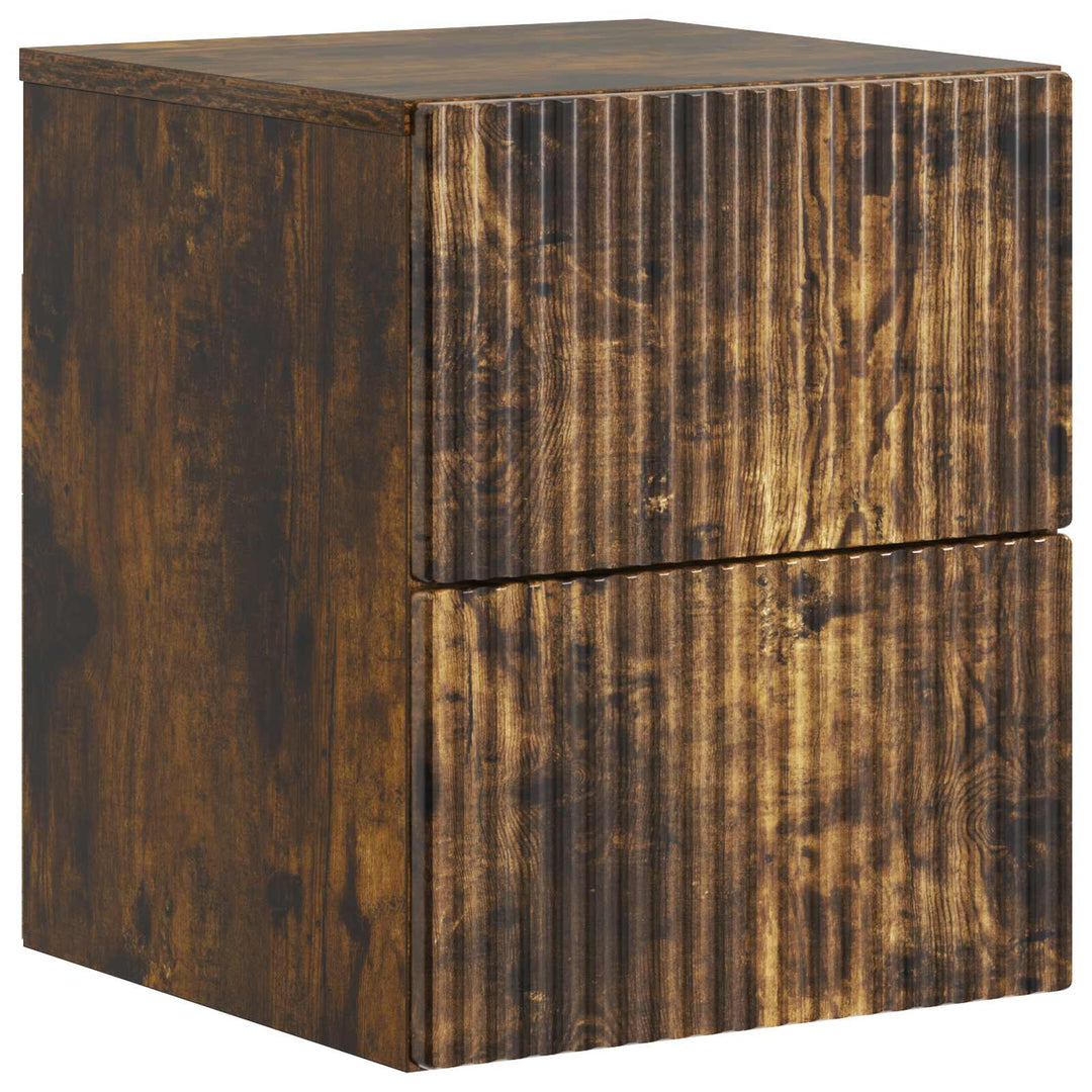 Væghængt Natbord med skuffe 2 pcs Røget eg 33 x 34,5 x 40 cm