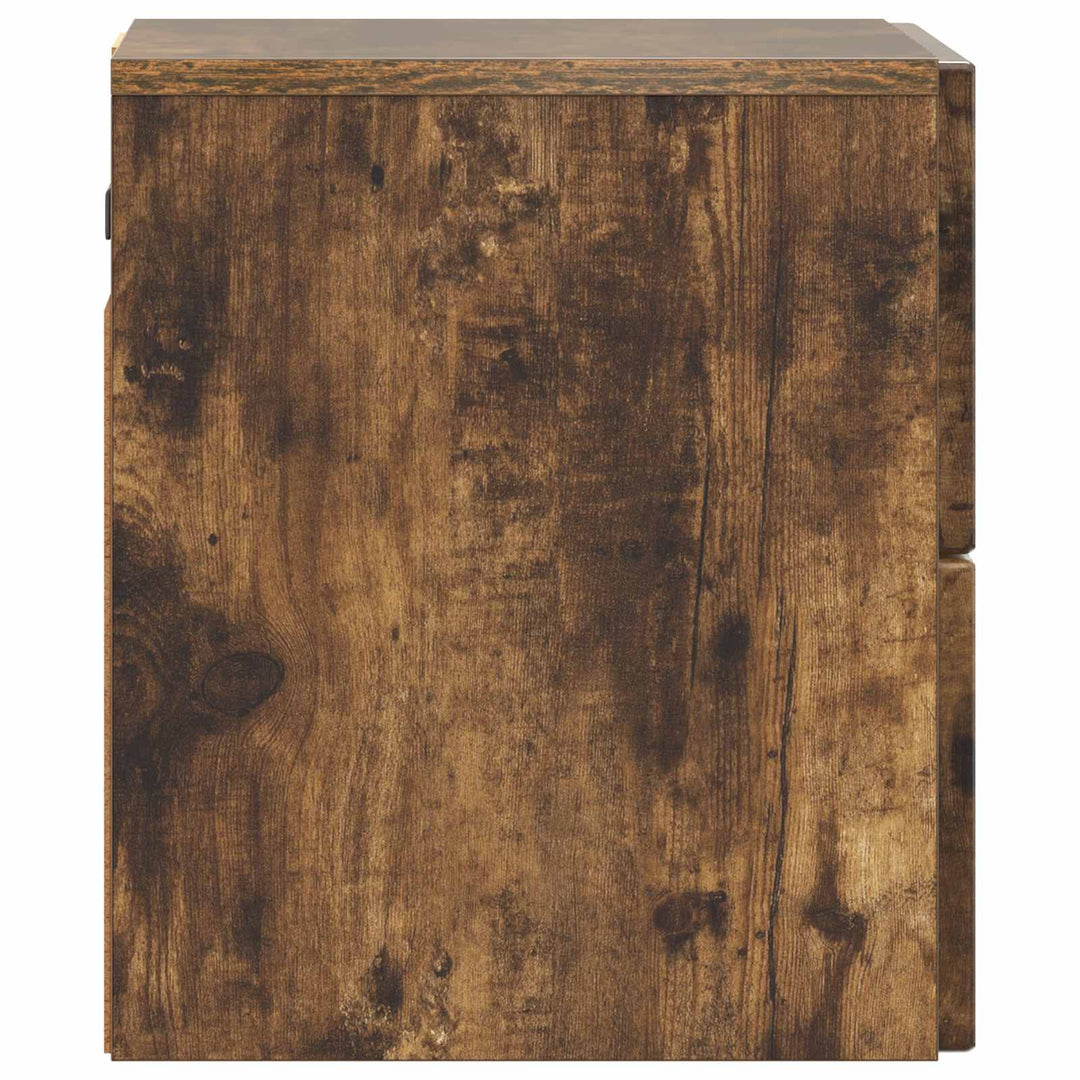 Væghængt Natbord med skuffe 2 pcs Røget eg 33 x 34,5 x 40 cm