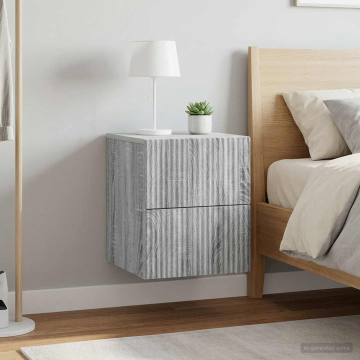 Væghængt Natbord 2 pcs Grå sonoma-eg 33 x 34,5 x 40 cm