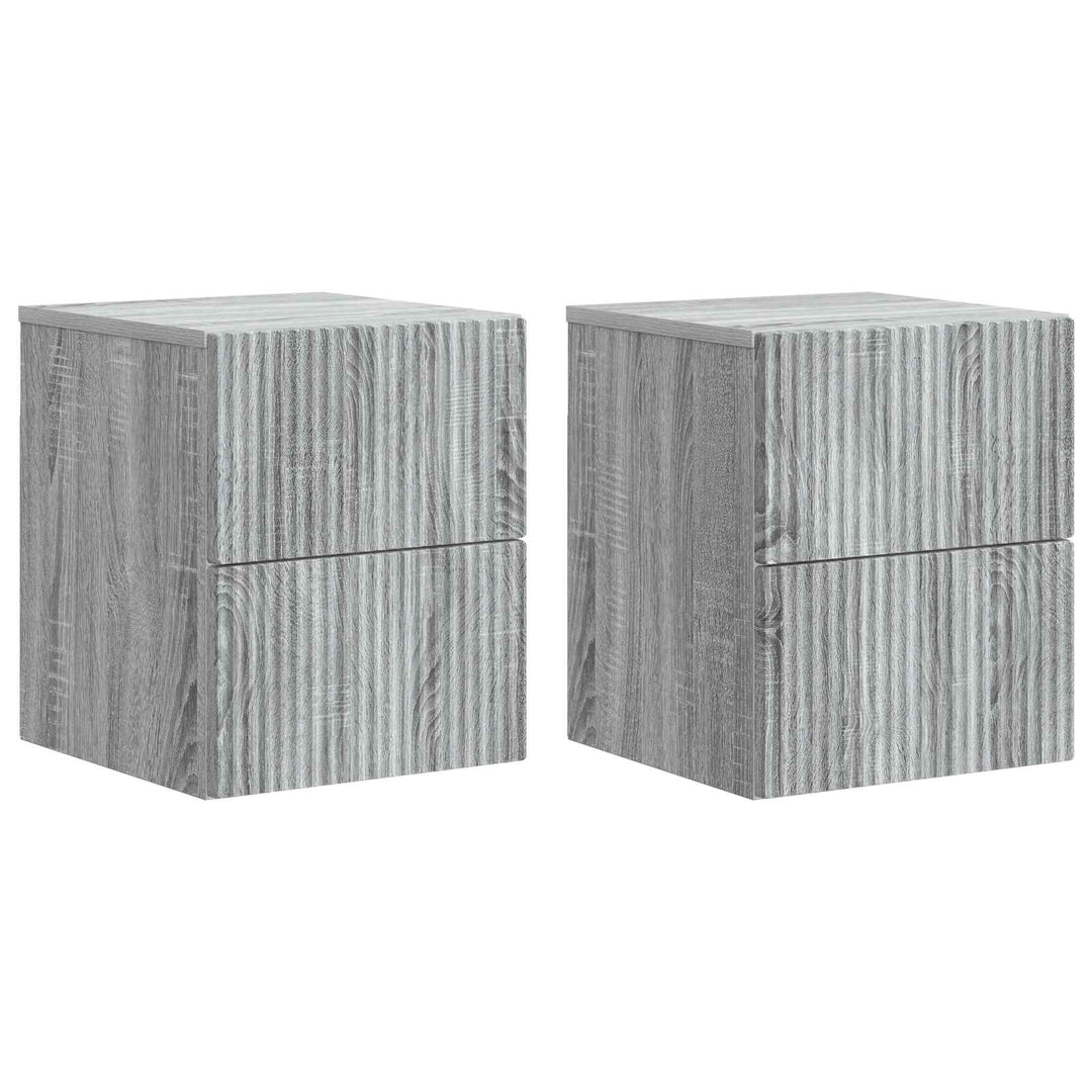 Væghængt Natbord 2 pcs Grå sonoma-eg 33 x 34,5 x 40 cm