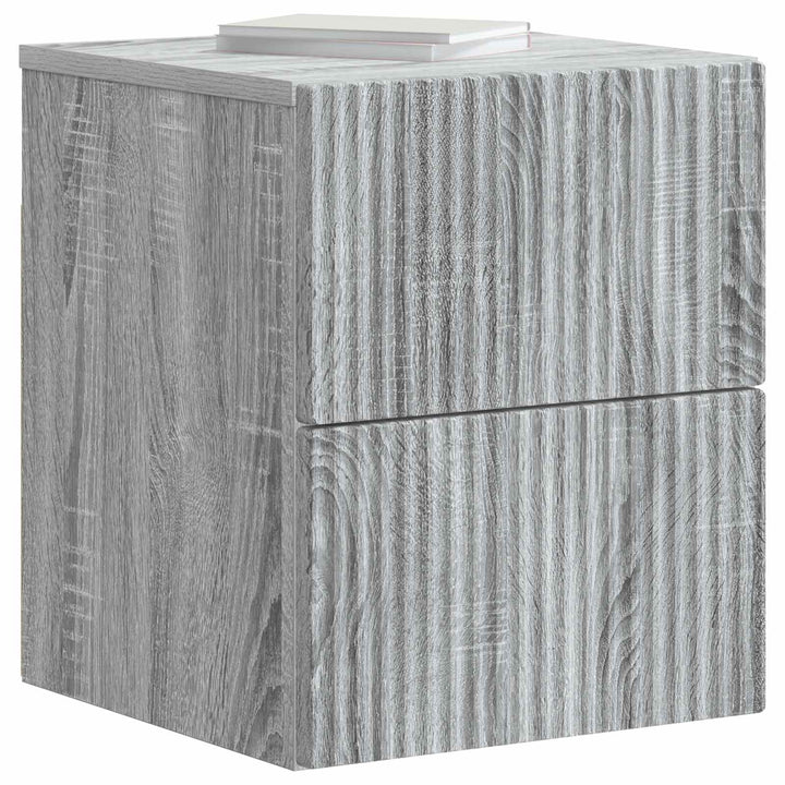 Væghængt Natbord 2 pcs Grå sonoma-eg 33 x 34,5 x 40 cm