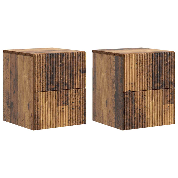 Væghængt Natbord med skuffe 2 pcs Gammelt træ 33 x 34,5 x 40 cm